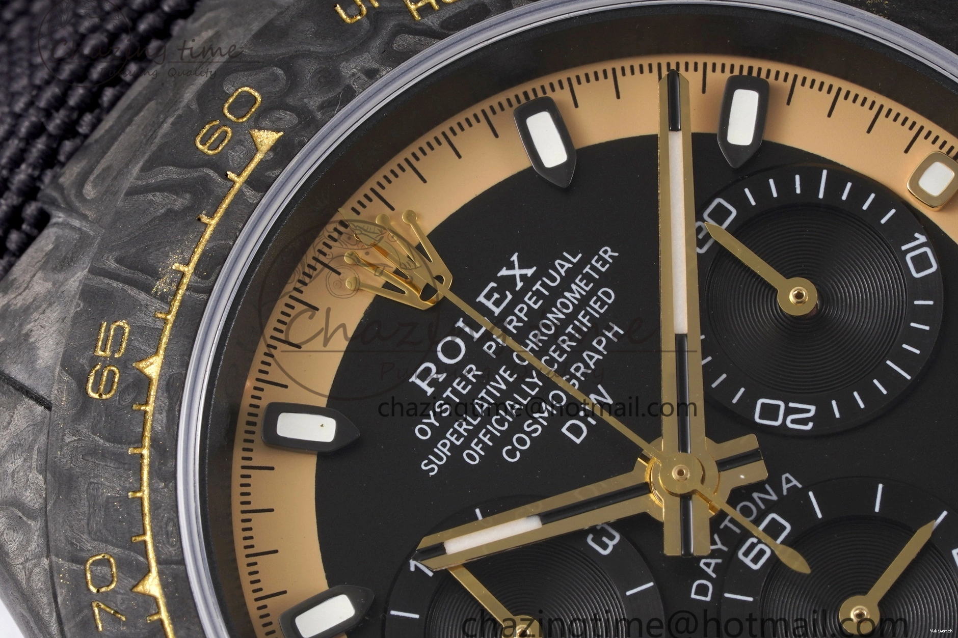 and Daytona Bezel Edition A7750 Black Gold DIWF Nylon Case DIW Carbon Black on Strap Dial 0117